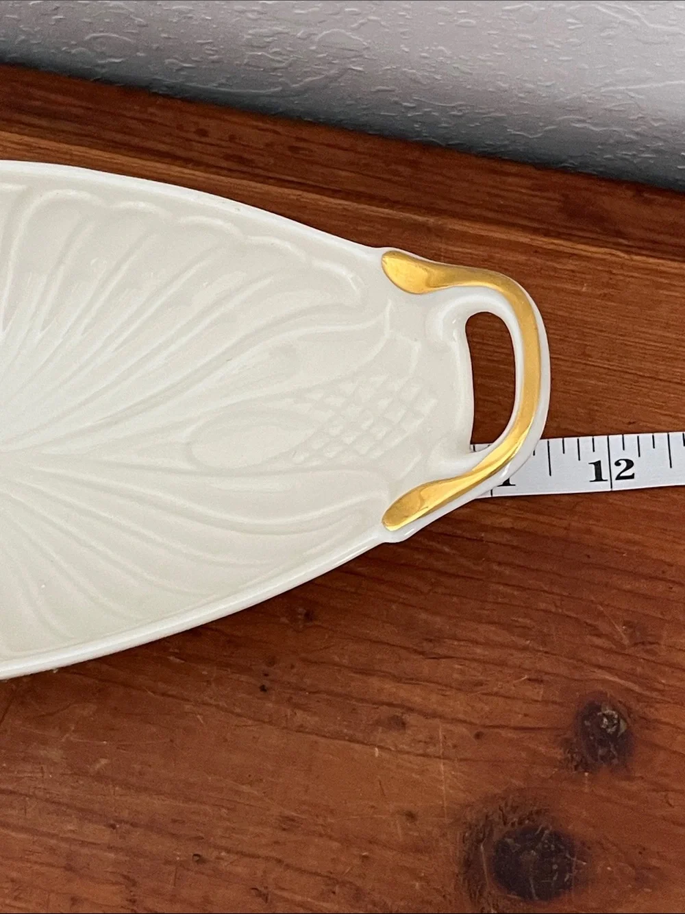 Lenox Monaco Made in USA Oval Serving Platter with Gold-Trim Handles